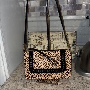 Aimee Kestenberg Leopard Print Crossbody Bag with Black Accents